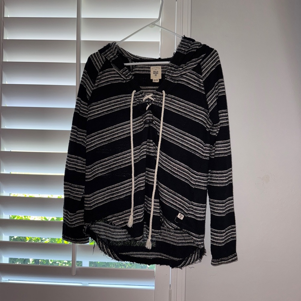Billabong Black and White Striped Hoodie